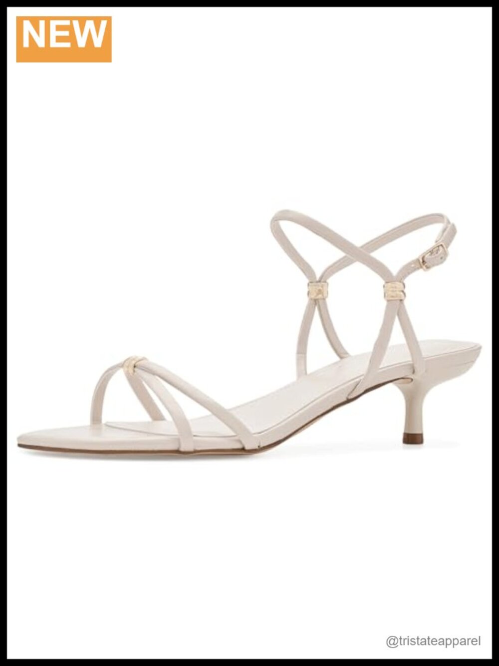 Kitten Heel Dress Sandals Faux Leather Ankle Strap Buckle